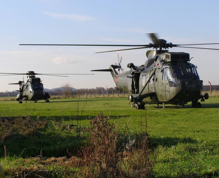 Two Sea Kings from 846 NAS, Yeovilton, at The Museum Heliport
