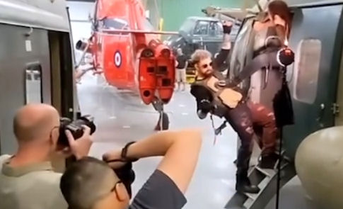 Filming at the Helicopter