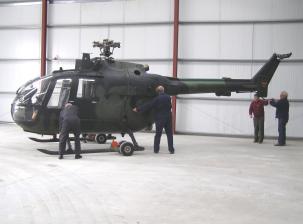 MBB Bo.105M, 81+00, arrives at The Helicopter Museum